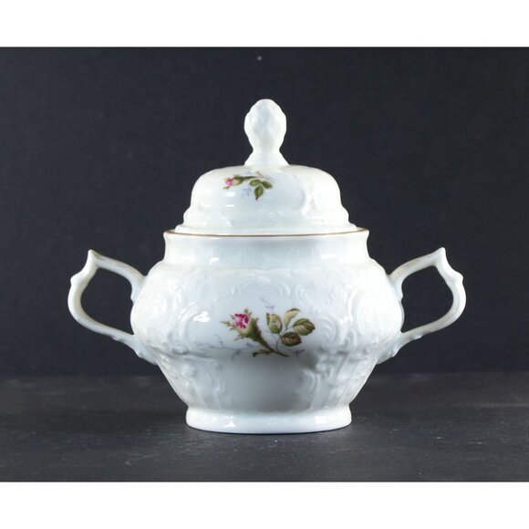 Sugar Bowl & Lid Ivory Rose Sanssouci ROSENTHAL Classic Made in Germany 1950s - Picture 1 of 12